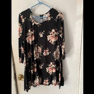 Black floral long sleeve dress